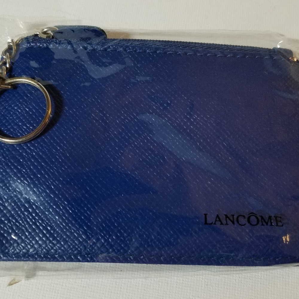 Lancome Blue Zip Pocket  Coin Purse 4.5 X 3 New